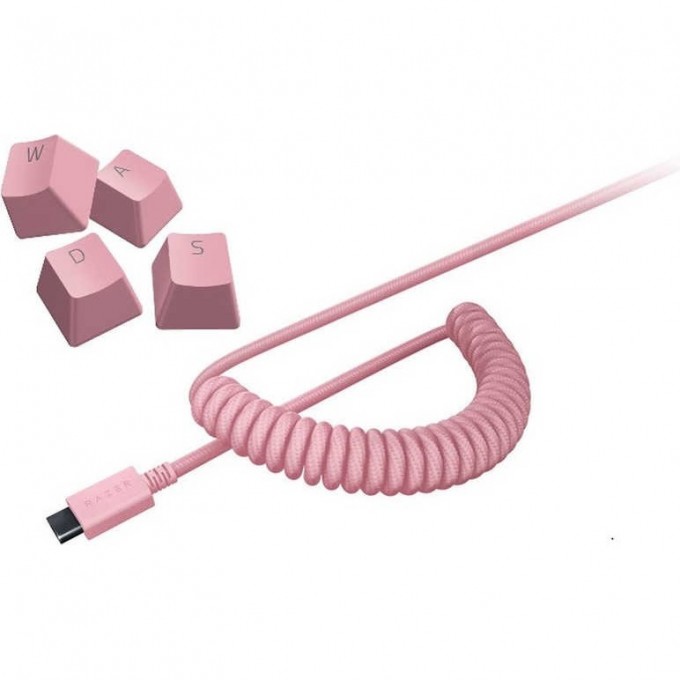 Колпачки и кабель клавиатуры RAZER PBT Keycap + Coiled Cable Upgrade Set, Quartz Pink (US/UK) RC21-01491000-R3M1 Колпачки и кабель клавиатуры RAZER PBT Keycap + Coiled Cable Upgrade Set, Quartz Pink (US/UK) RC21-01491000-R3M1
